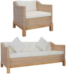 vidaXL Set de canapele cu perne, 2 piese, culoare naturala, ratan GartenMobel Dekor (278617) Canapea