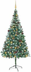 vidaXL Brad Craciun artificial pre-iluminat globuri/conuri pin, 210 cm GartenMobel Dekor (3077529)