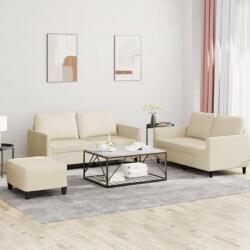 vidaXL Set de canapele cu perne, 3 piese, crem, piele ecologica GartenMobel Dekor (3201756) Canapea