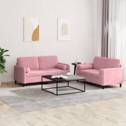 vidaXL Set canapea cu perne, 2 piese, roz, catifea GartenMobel Dekor (3201997) Canapea