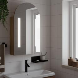 vidaXL Dulap cu oglinda de baie cu LED, stejar, 42x13x70 cm, arcuit GartenMobel Dekor (357976)
