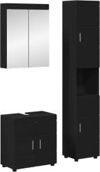 vidaXL Set de mobilier pentru baie cu raft TULUM Negru Lemn compozit GartenMobel Dekor (3398035)