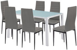 Leziter Set masa cu 6 scaune Leziter Mabel 6+1, blat sticla securizata, gri-negru (LUAV140W_DA258GB_6)