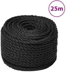vidaXL Franghie de lucru, negru, 16 mm, 25 m, polipropilena GartenMobel Dekor (153025)