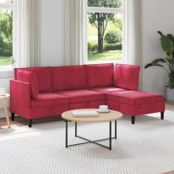 vidaXL Set de mobilier pentru living cu perna 4 pcs Rosu Vin Catifea GartenMobel Dekor (3413750)