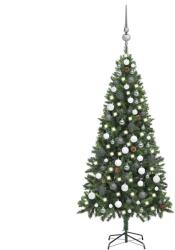 vidaXL Brad Craciun artificial pre-iluminat globuri/conuri pin 180 cm GartenMobel Dekor (3077893)