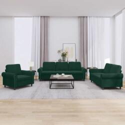 vidaXL Set de canapele cu perne, 3 piese, verde închis, catifea GartenMobel Dekor (3202172) Canapea
