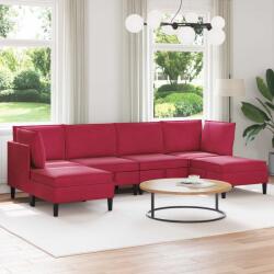 vidaXL Set de mobilier pentru living cu perna 6 pcs Rosu Vin Catifea GartenMobel Dekor (3413752)
