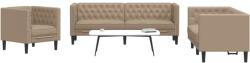 vidaXL Set canapele Chesterfield cu 3 locuri, cappuccino, piele eco. GartenMobel Dekor (3209272) Canapea