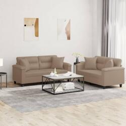 vidaXL Set de canapele cu perne, 2 piese, cappuccino, piele ecologica GartenMobel Dekor (3202376) Canapea