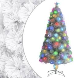 Hessa Brad Artificial de Craciun Alb cu Iluminare LED Multicolor prin Fibra Optica, Inaltime 120 cm, Suport Inclus (328449)