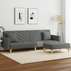 vidaXL Canapea extensibila 2 locuri/perne/taburet, gri închis, textil GartenMobel Dekor (3216259) Canapea