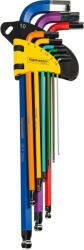 Topmaster Professional Set 9 chei imbus 1.5-10mm cu bila extra lungi COLOR TMP HardWork ToolsRange (390173) Cheie imbus