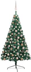 vidaXL Brad Craciun artificial pre-iluminat set globuri verde 120 cm GartenMobel Dekor (3077563)