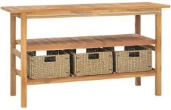 vidaXL Dulap de toaleta baie cu 3 cosuri 132x45x75cm lemn masiv de tec GartenMobel Dekor (318483)
