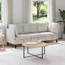 vidaXL Set de mobilier pentru living cu perna 3 pcs Crem Catifea GartenMobel Dekor (3413763)