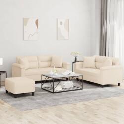 vidaXL Set de canapele cu perne, 3 piese, bej, microfibra GartenMobel Dekor (3202337) Canapea