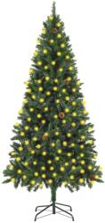 vidaXL Brad Craciun artificial pre-iluminat globuri/conuri pin 210 cm GartenMobel Dekor (3077745)