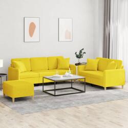 vidaXL Set de canapele cu perne, 3 piese, galben deschis, textil GartenMobel Dekor (3202147) Canapea