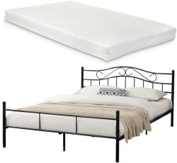 Hessa Set Pat Frantuzesc Vintage cu Cadru Metalic si Saltea Premium din Spuma Rece 140x200cm, Culoare Negru (49979445)