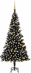 vidaXL Brad Craciun pre-iluminat cu set globuri, negru, 210 cm, PVC GartenMobel Dekor (3077505)