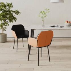 vidaXL Scaune de bucatarie, 2 buc. , negru, textil si piele ecologica GartenMobel Dekor (344754)
