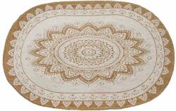 vidaXL Covor oval din iuta naturala cu model floral, bej-alb, 122x183 cm (42010826) Covor
