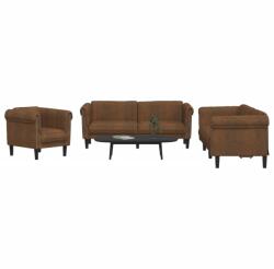 vidaXL Set de canapele, 3 piese, maro, catifea GartenMobel Dekor (3209218) Canapea