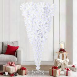 vidaXL Brad de Craciun artificial cu 300 LED Alb 210 cm PVC si Otel GartenMobel Dekor (3426723)
