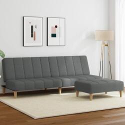 vidaXL Canapea extensibila cu taburet, 2 locuri, gri închis, textil GartenMobel Dekor (3258086) Canapea