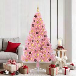 vidaXL Pom de Craciun artificial pre-iluminat Roz 180 cm PVC GartenMobel Dekor (3397073)