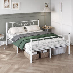 VASAGLE Cadru de pat metalic dublu Vasagle 140x190 cm, alb, robust (EZ-RMB063W01)