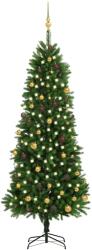 vidaXL Brad Craciun pre-iluminat artificial set globuri verde 240 cm GartenMobel Dekor (3077557)