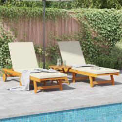 vidaXL Sezlong 2-persoana 3 pcs Maro Lemn Solid de Acacia GartenMobel Dekor (3325206)