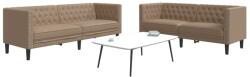 vidaXL Set canapele Chesterfield cu 2 locuri, cappuccino, piele eco. GartenMobel Dekor (3209279) Canapea