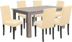 Leziter Set masa dining Leziter Leon 6+1, stejar York si scaune bej din piele ECO (LYET160YT_LKE-BE_6)