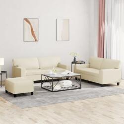 vidaXL Set de canapele, 3 piese, crem, piele ecologica GartenMobel Dekor (3201920) Canapea