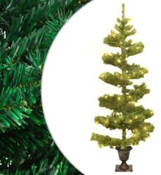 vidaXL Brad Craciun pre-iluminat ondulat cu ghiveci verde 120 cm PVC GartenMobel Dekor (344649)