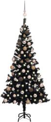 vidaXL Brad Craciun pre-iluminat cu set globuri, negru, 150 cm, PVC GartenMobel Dekor (3077589)