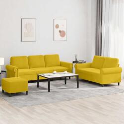 vidaXL Set de canapele cu perne, 3 piese, galben, catifea GartenMobel Dekor (3202266) Canapea