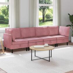 vidaXL Set de mobilier pentru living cu perna 4 pcs Roz Catifea GartenMobel Dekor (3413744)