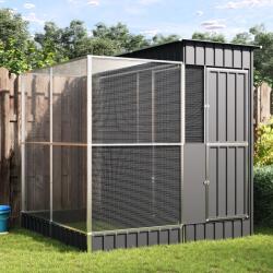 vidaXL Voliera cu extensie argintie 209x203x216 cm otel GartenMobel Dekor (3216426)
