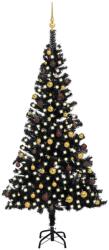 vidaXL Brad Craciun pre-iluminat cu set globuri, negru, 240 cm, PVC GartenMobel Dekor (3077506)