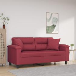 vidaXL Canapea cu 2 locuri cu pernute, rosu vin 140 cm piele ecologica GartenMobel Dekor (3200991) Canapea