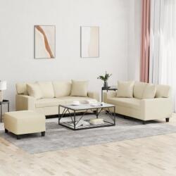 vidaXL Set de canapele cu perne, 3 piese, crem, piele ecologica GartenMobel Dekor (3201930) Canapea