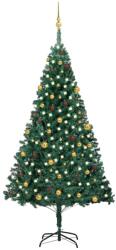 vidaXL Brad Craciun artificial pre-iluminat, set globuri, verde 240 cm GartenMobel Dekor (3077538)