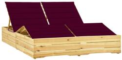 vidaXL Sezlong dublu si perne rosu vin, lemn de pin tratat GartenMobel Dekor (3065993)