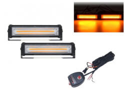  Set 2 proiectoare LED stroboscop portocaliu 12-24V, 12 moduri, cu buton control (206-2C) (070923-11)