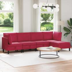 vidaXL Set de mobilier pentru living cu perna 5 pcs Rosu Vin Catifea GartenMobel Dekor (3413751)