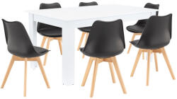 Leziter Set masa 6+1 Leziter Lola alb-negru, masa 160x90 cm cu 6 scaune Silla (LYET160F_DA232AB_6)